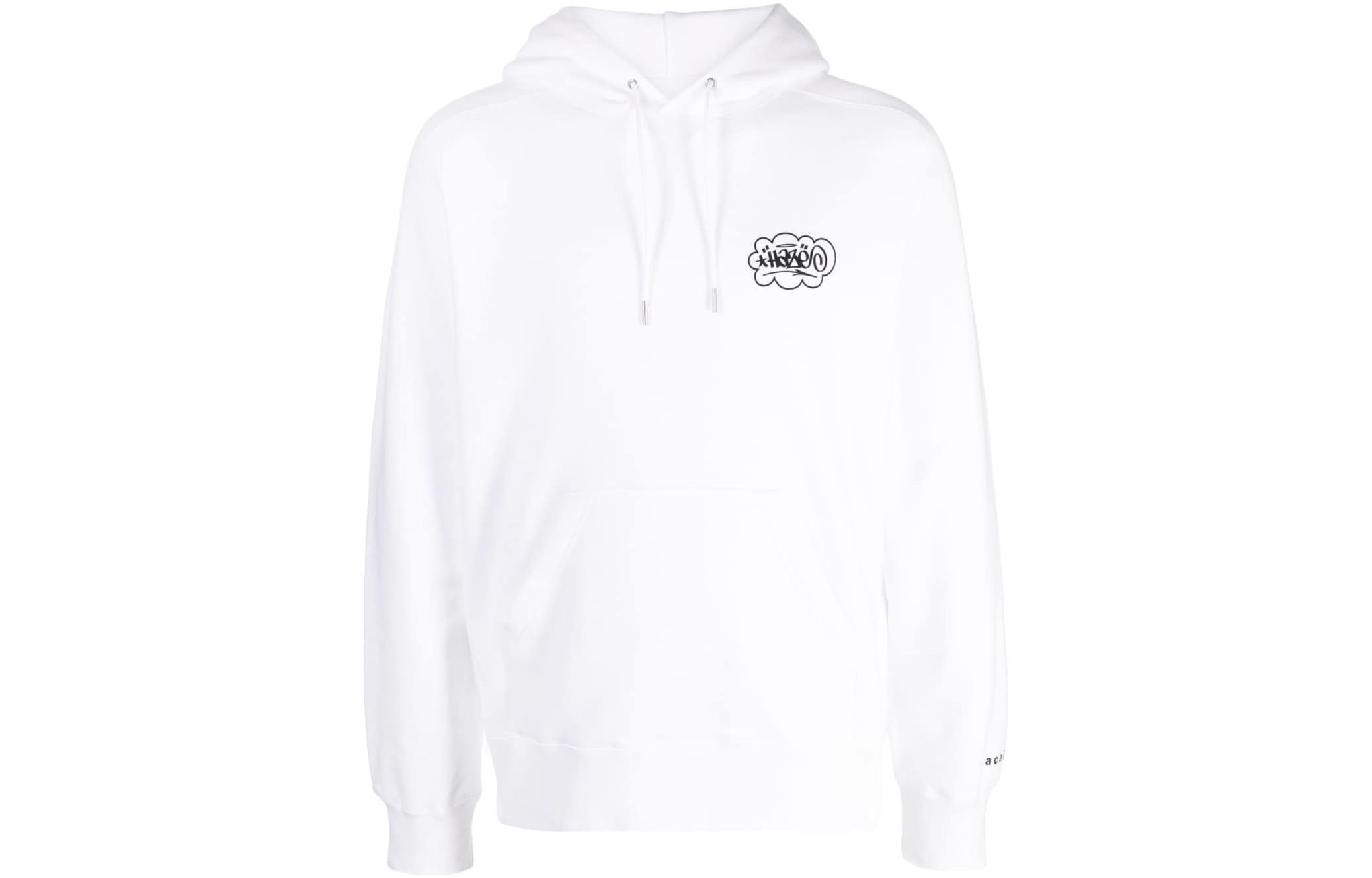 Sacai White Letter Print Pullover Hoodie 230470S