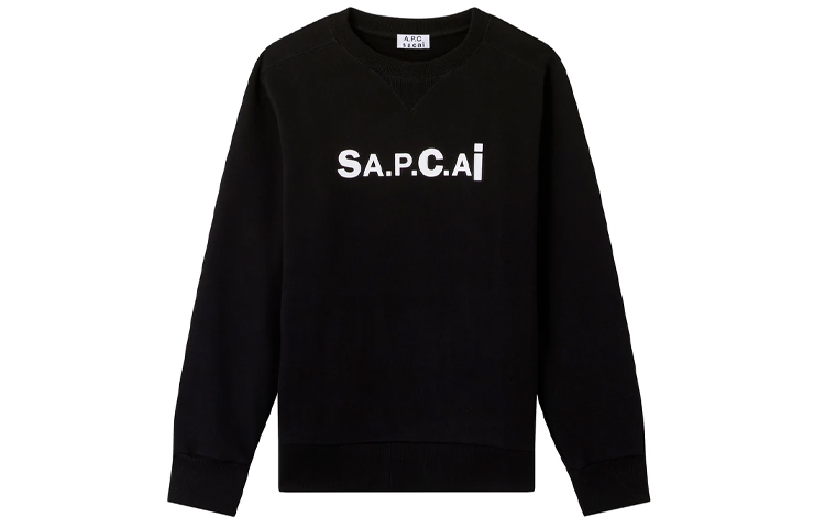Sacai x A.P.C SS21 Logo Print Crewneck Sweatshirt Unisex Collaboration. M27656