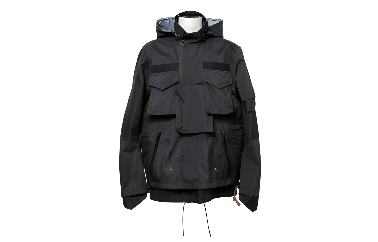 Sacai x ACRONYM®  Black Multi-Pocket Packable Hooded Jacket. 22-02761M