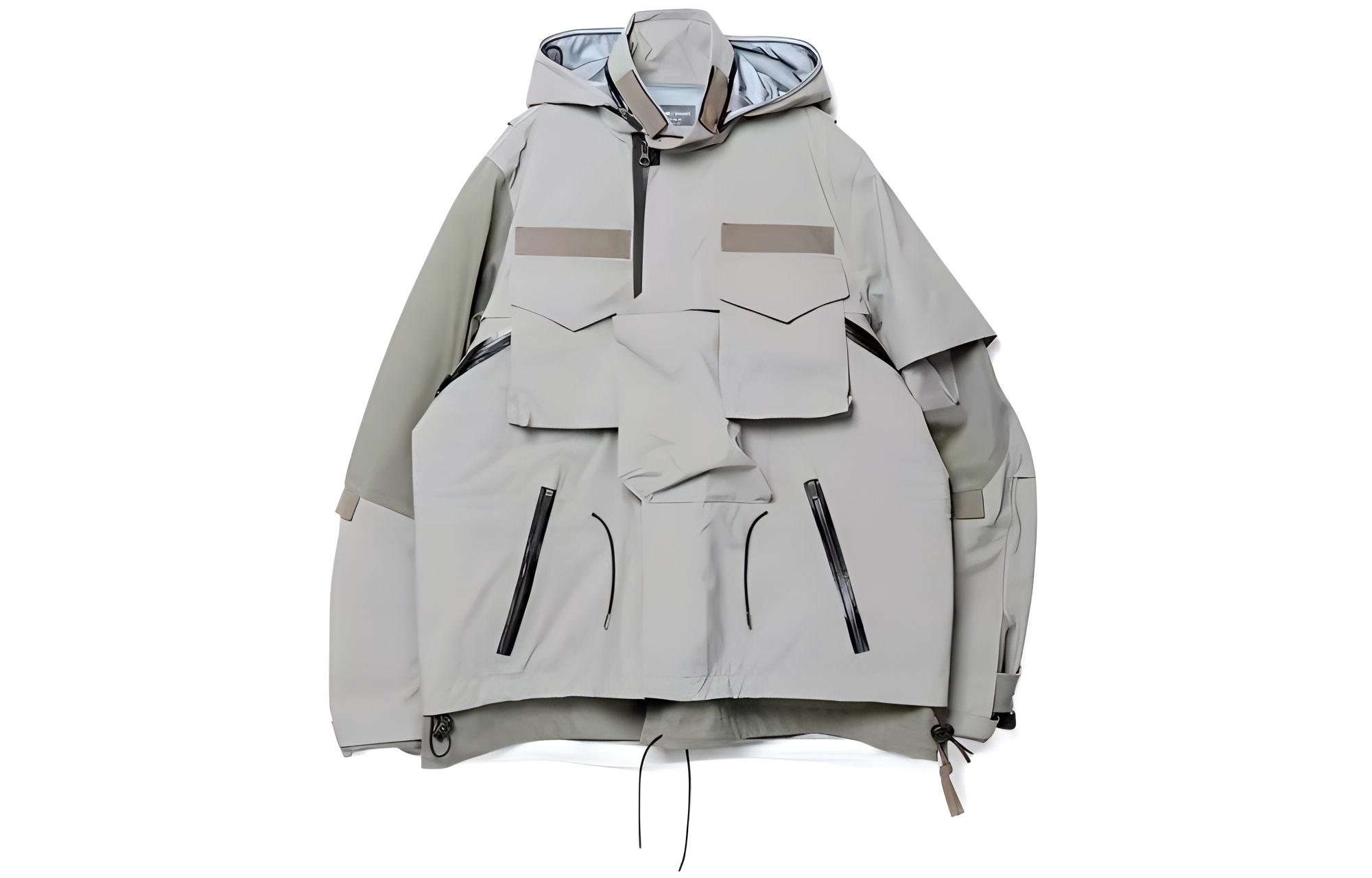 Sacai Acronym FW22 Colorblock Hoodie Jacket Khaki Green Mens SAC-J2761