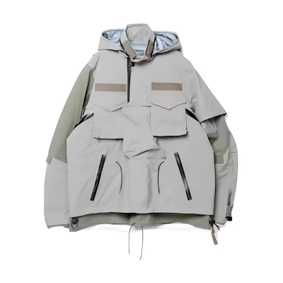 Sacai Acronym FW22 Colorblock Hoodie Jacket Khaki Green Mens SAC-J2761