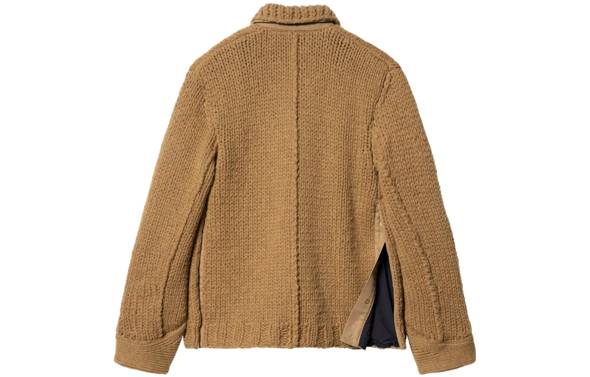 Shop サカイ x カーハート WIP FW23 カラー付きマルチポケットニットセーター ユニセックス カーキ 23-03111M-651