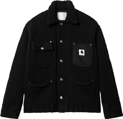 サカイ x カーハート WIP FW23 ニットシャツ ブラック マルチポケット ユニセックス 長袖 23-03111M-001 Order サカイ x カーハート WIP FW23 ニットシャツ ブラック マルチポケット ユニセックス 長袖 23-03111M-001