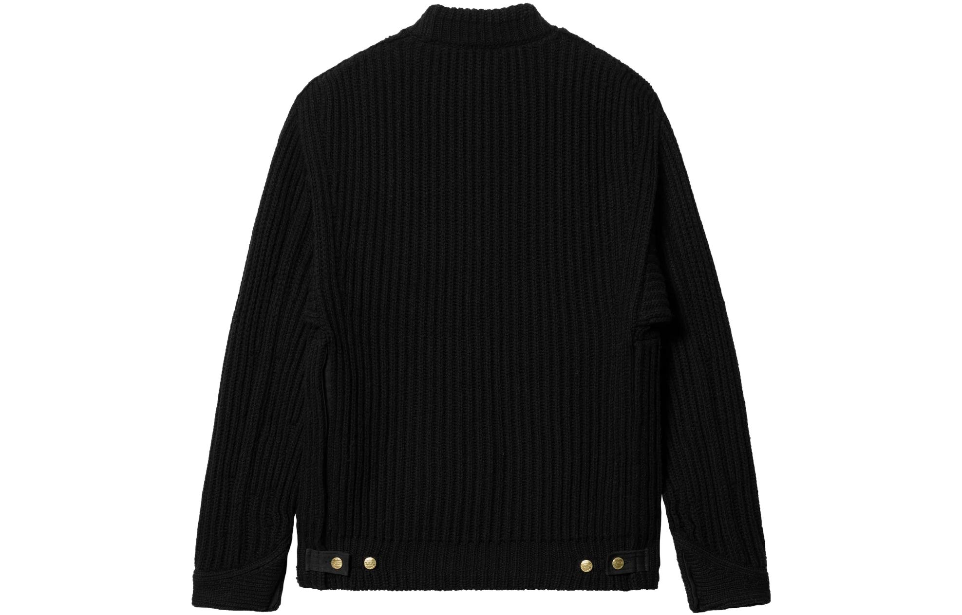 Lookbook 사카이 x 칼하트 WIP FW23 로고 패치 크루넥 스웨터 블랙 유니섹스. 23-03112M-001