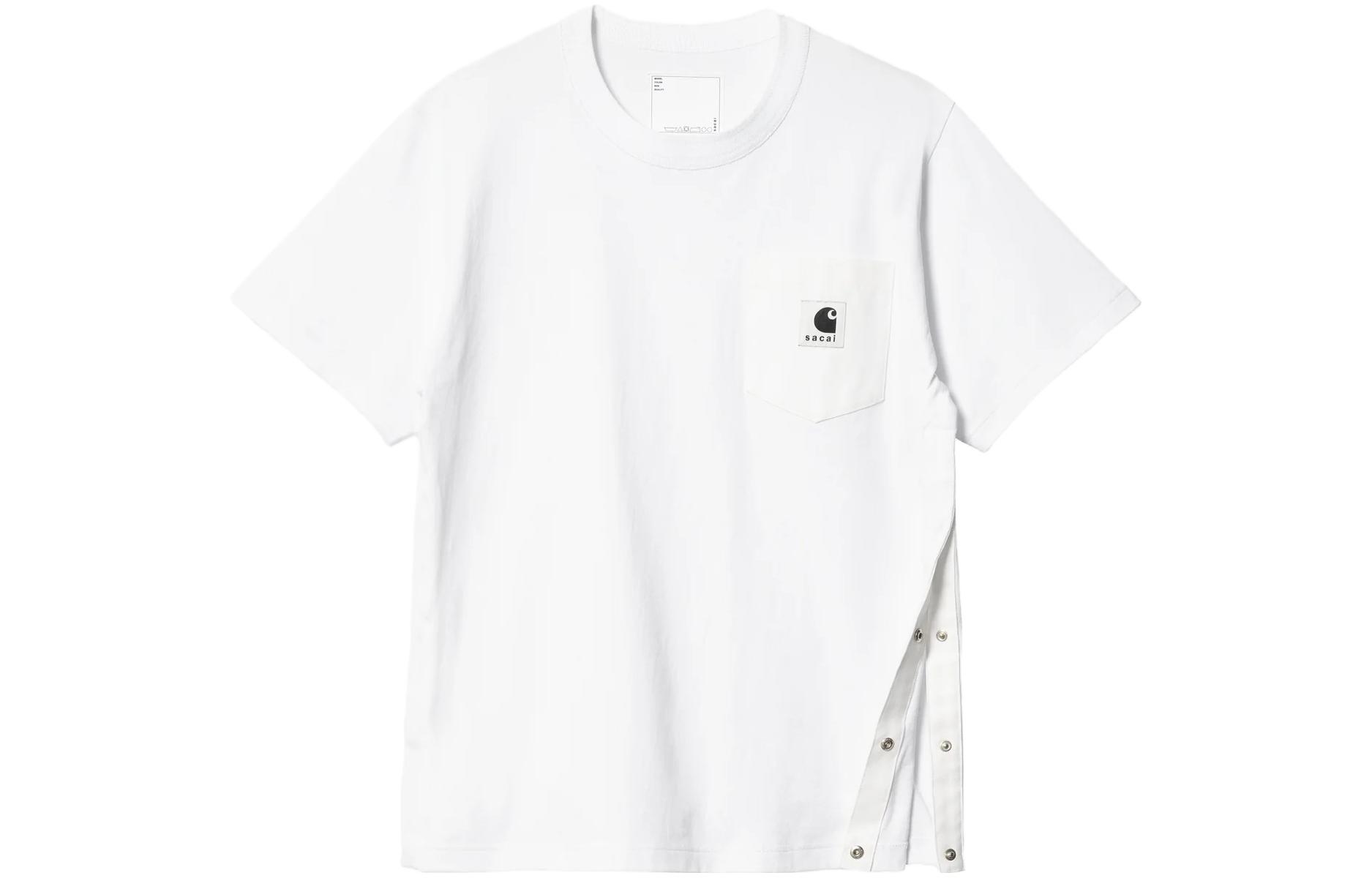 Sacai x Carhartt WIP FW23 Logo Split Hem T-Shirt Unisex White. 23-0557S-101