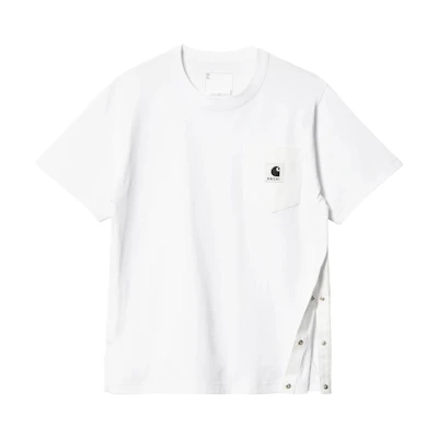 Sacai Carhartt WIP FW23 Logo Split Hem T-Shirt Unisex White. 23-0557S-101