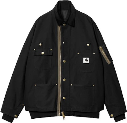 Sacai x Carhartt WIP FW23 Loose Fit Layered Jacket Unisex Black 23-03110M-001 Buy Sacai x Carhartt WIP FW23 Loose Fit Layered Jacket Unisex Black 23-03110M-001