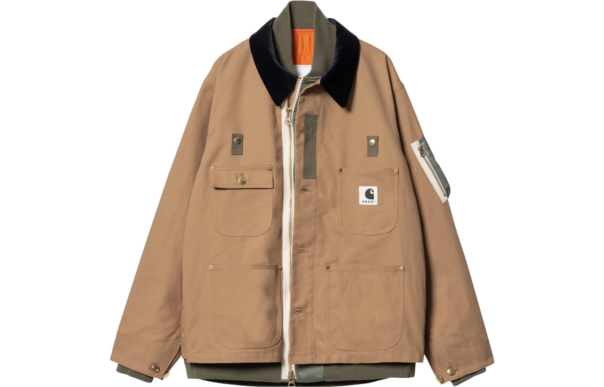 Sacai x Carhartt WIP FW23 Oversized Two-in-One Khaki Jacket Unisex. 23-03110M-651