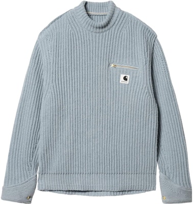 sacai x Carhartt WIP FW23 ユニセックス ルーズフィット ハイネックニット スカイブルーセーター 23-03112M-451 Order sacai x Carhartt WIP FW23 ユニセックス ルーズフィット ハイネックニット スカイブルーセーター 23-03112M-451