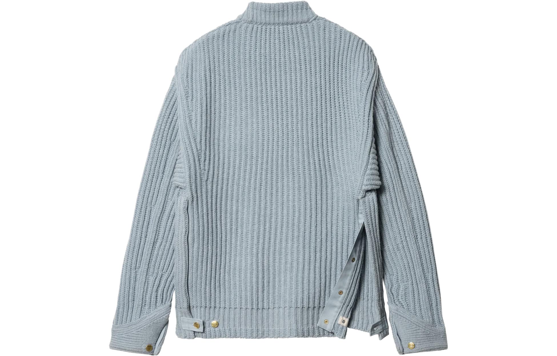 Shop sacai x Carhartt WIP FW23 ユニセックス ルーズフィット ハイネックニット スカイブルーセーター 23-03112M-451