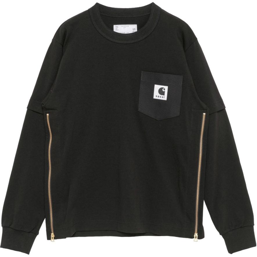 Sacai x Carhartt WIP Logo Crewneck Long-Sleeve Sweatshirt Black . 24-0726S001