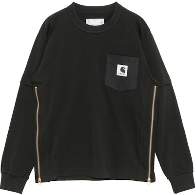 サカイ x Carhartt WIP ロゴクルーネック長袖スウェットシャツ ブラック 24-0726S001 Order サカイ x Carhartt WIP ロゴクルーネック長袖スウェットシャツ ブラック 24-0726S001