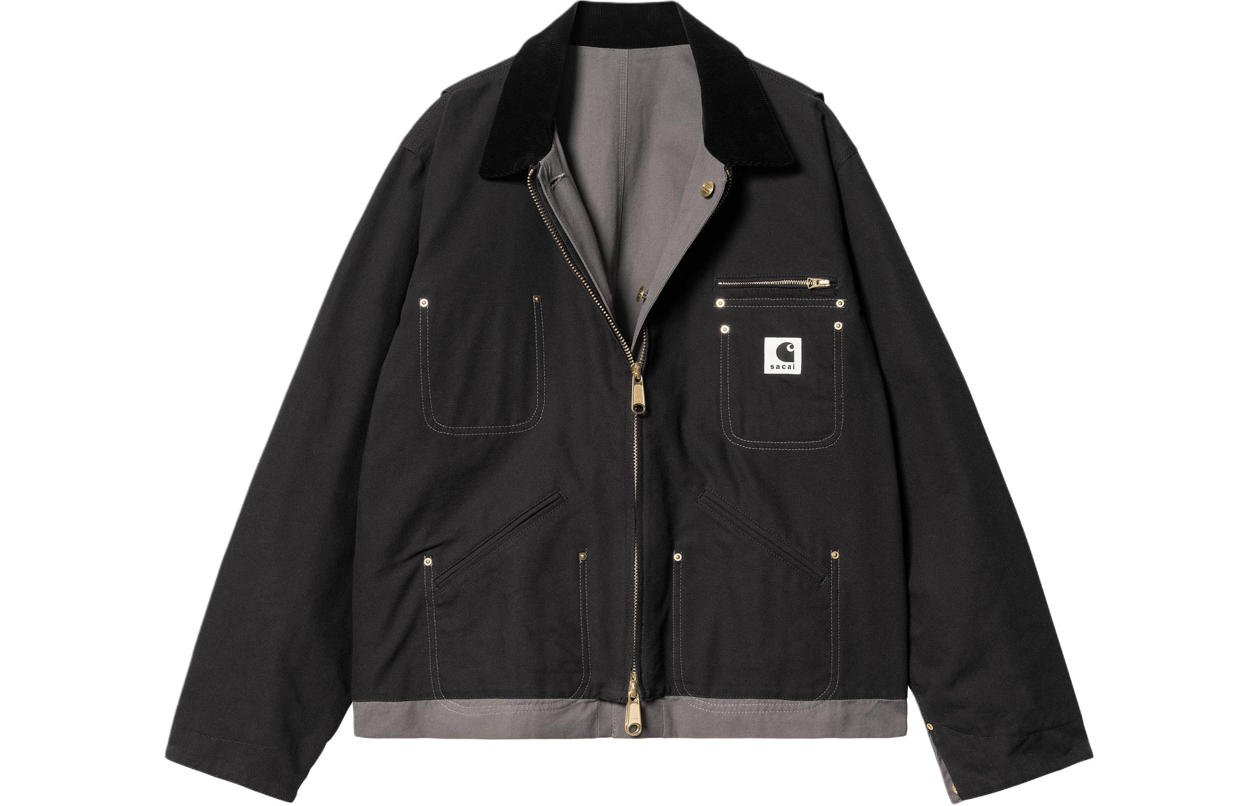 Sacai x Carhartt WIP Reversible Detroit Jacket Black Unisex SS24 Collaboration. I034101-1VR-XX