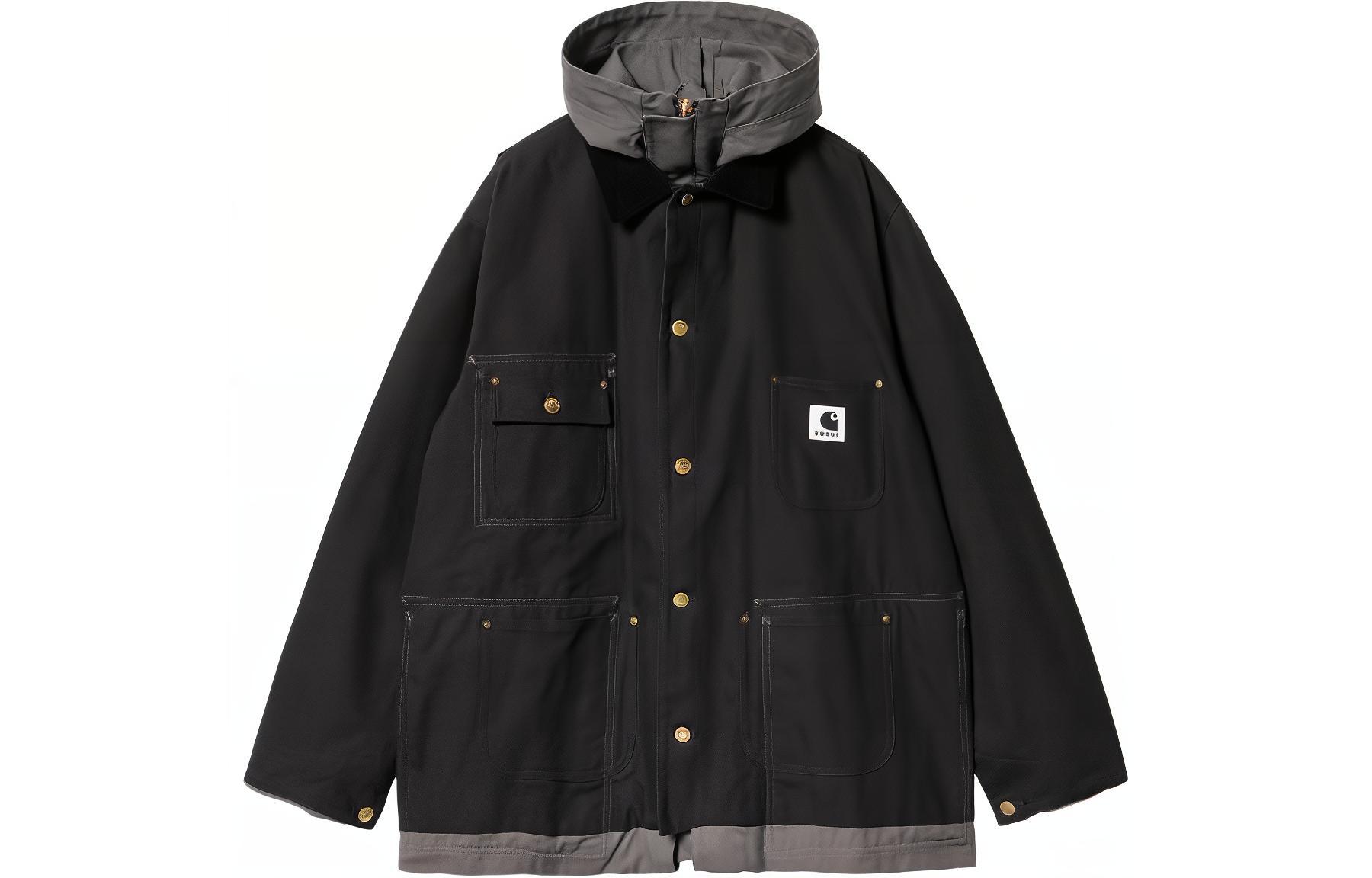 Sacai Carhartt WIP Reversible Hooded Workwear Jacket Black SS24 Edition I034098-1VR-XX