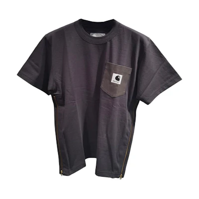 Sacai Carhartt WIP SS24 Black Zipper Accent Unisex Short Sleeve T-Shirt. SCP240725SO1