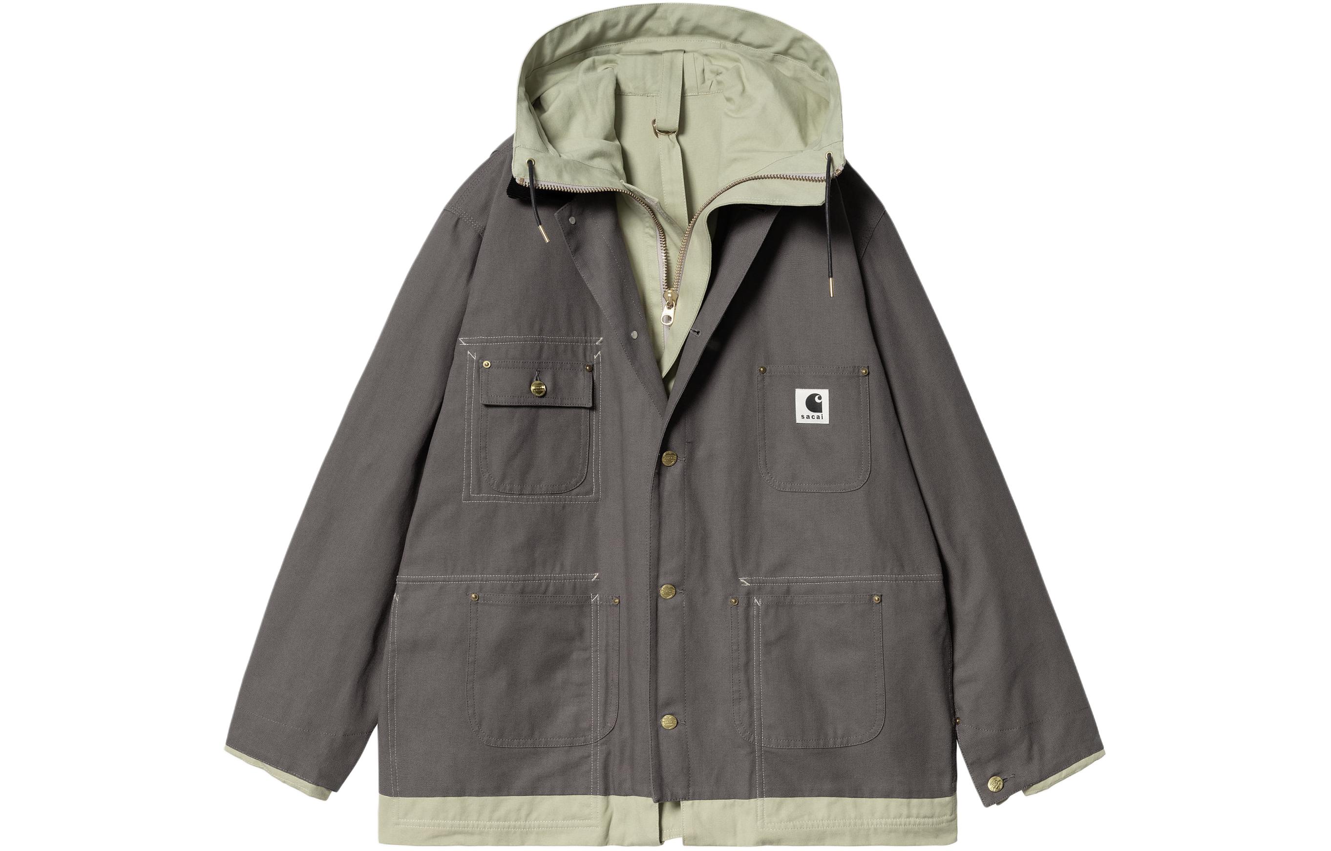 Sacai Carhartt WIP SS24 Gray Patchwork Hoodie Jacket Unisex I034098-2KT-XX