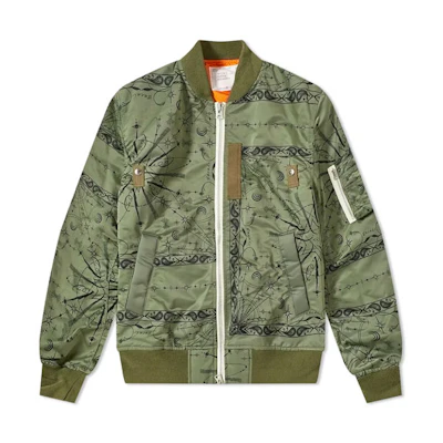 Sacai Dr. Woo Logo Pilot Jacket Long Sleeve Military Green. 20-02329M-501