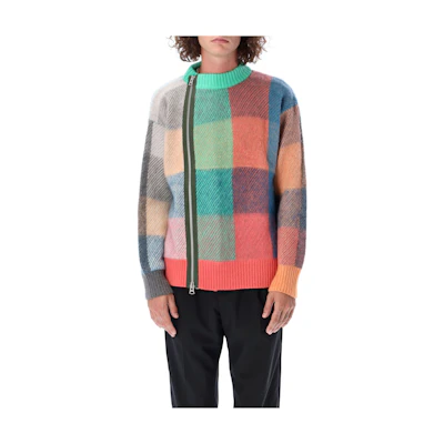Sacai FW22 Multicolor Wool Knit Pullover with Asymmetric Zipper Sweater 22-02857