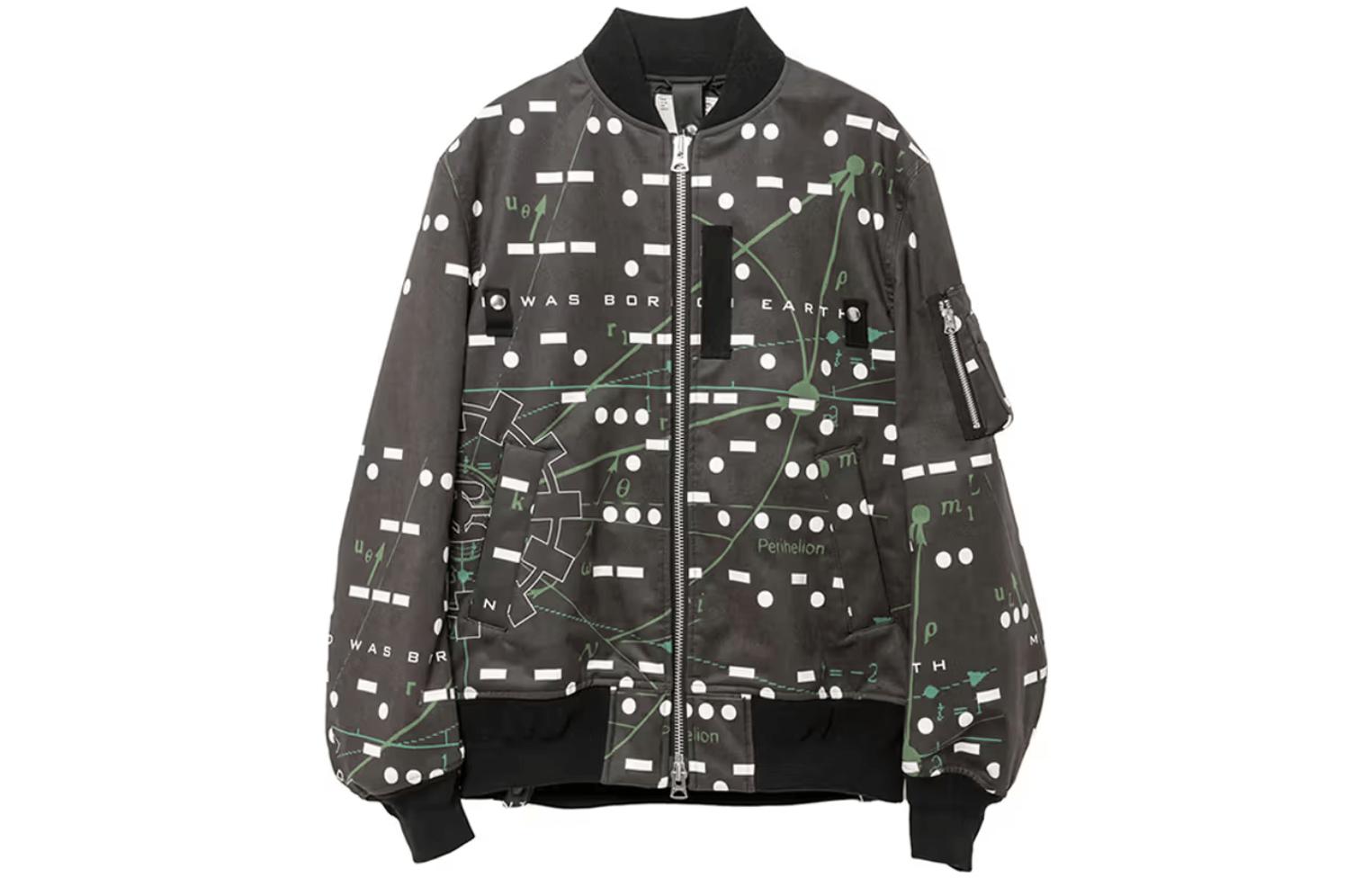 Sacai Interstellar FW23 Polka Dot Stripe Printed Jacket Unisex Black 23-03129M-001