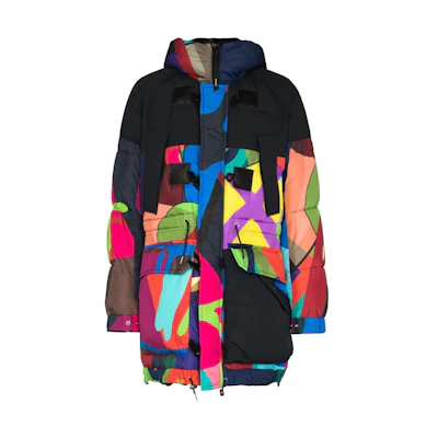 Sacai KAWS Multi-Color Hooded Cotton Coat Collaboration. 21-02560M