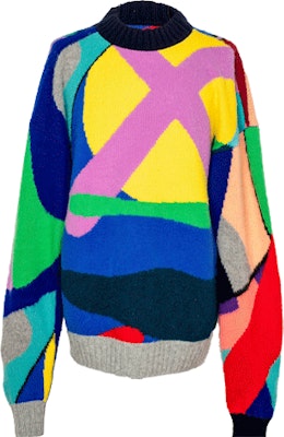 サカイ x KAWS カラフル プリント ウール ニット プルオーバー セーター ユニセックス 21-02579M Buy サカイ x KAWS カラフル プリント ウール ニット プルオーバー セーター ユニセックス 21-02579M