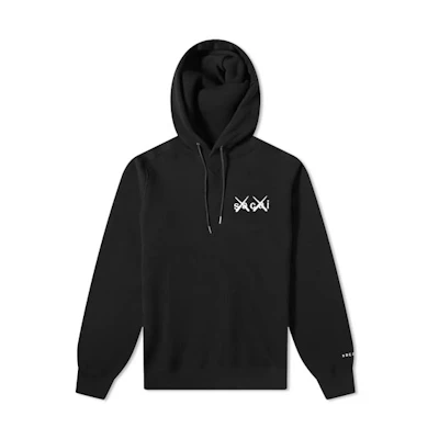 Sacai KAWS FW21 Logo Embroidered Pullover Hoodie Black 21-0283S003