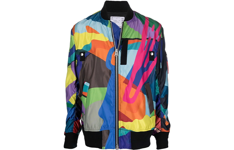Sacai KAWS FW21 Multicolor Abstract Print Jacket 21-02562926
