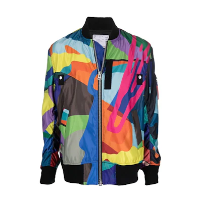 Sacai KAWS FW21 Multicolor Abstract Print Jacket 21-02562926