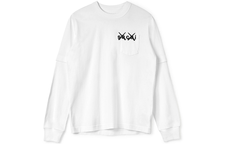 Lookbook サカイ x KAWS 男女兼用 クルーネック 長袖 コットン Tシャツ 21-0284S