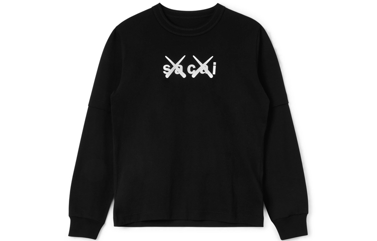Shop サカイ x KAWS ユニセックス クルーネック 長袖 グラフィック Tシャツ 21-0287S