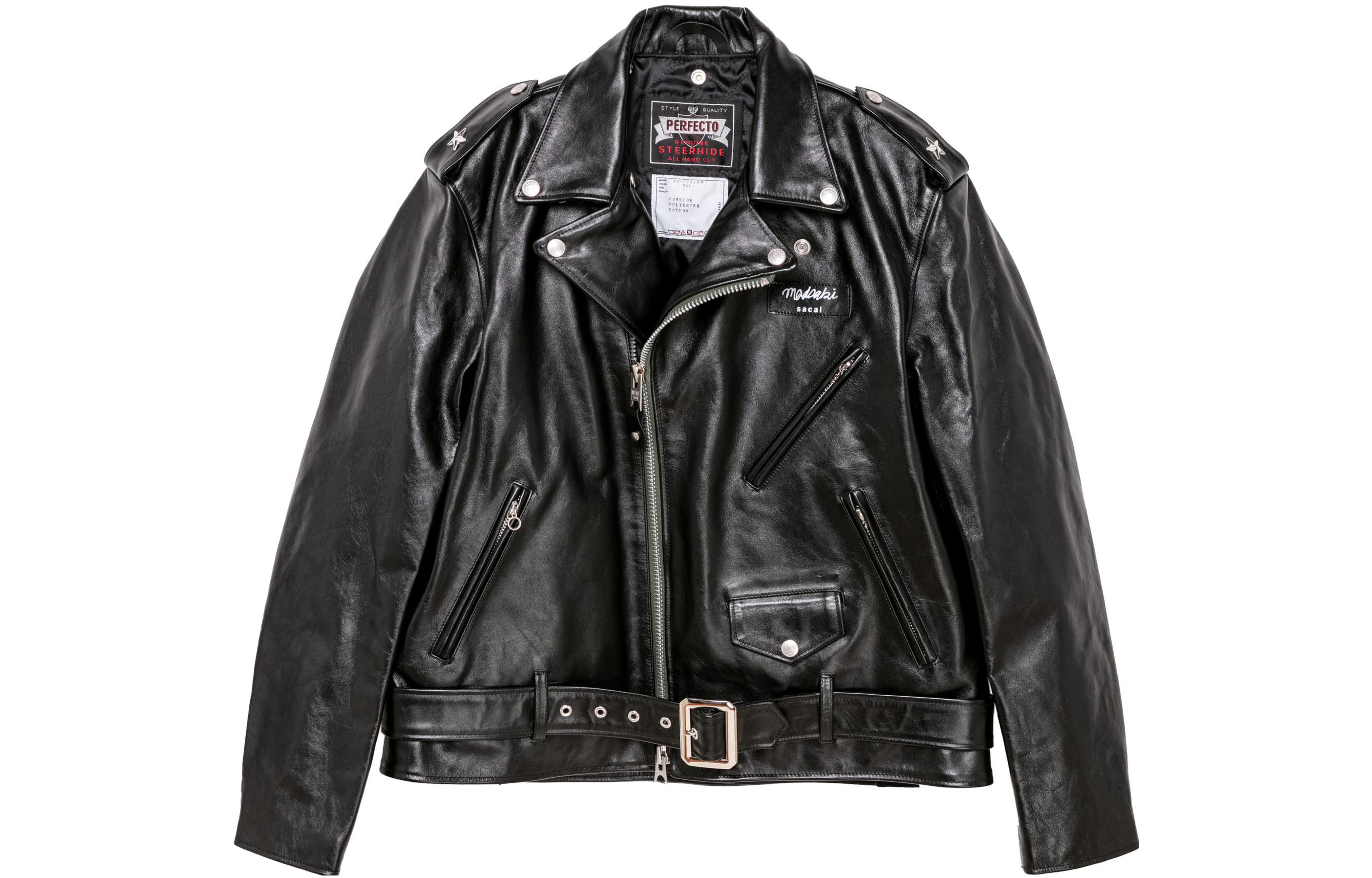 Sacai MADSAKI Schott Letter Print Zip Jacket Black 18527990