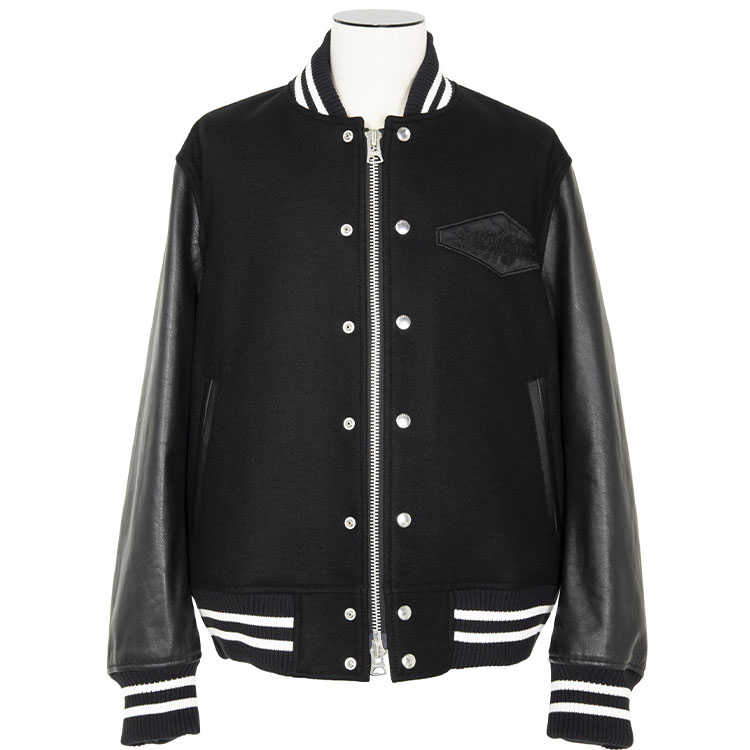 Sacai Mark Gonzalez FW24 Black Leather Sleeve Zip Jacket 24-03523M-001