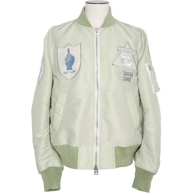 Sacai Mark Gonzalez FW24 Green Letter Patch Print Oversized Jacket Men 24-03524M-589