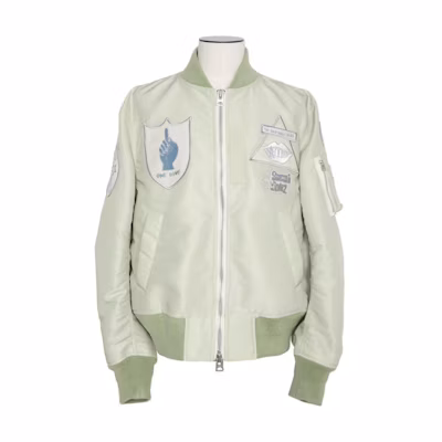 Sacai Mark Gonzalez FW24 Green Letter Patch Print Oversized Jacket Men 24-03524M-589