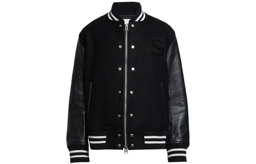 Sacai Mercedes-AMG FW23 Logo Embroidery Wool Leather Jacket Unisex Black 10142489