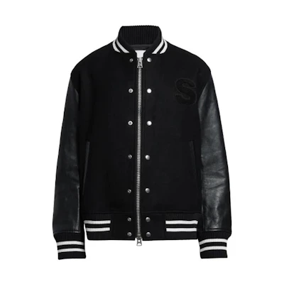 Sacai Mercedes-AMG FW23 Logo Embroidery Wool Leather Jacket Unisex Black 10142489