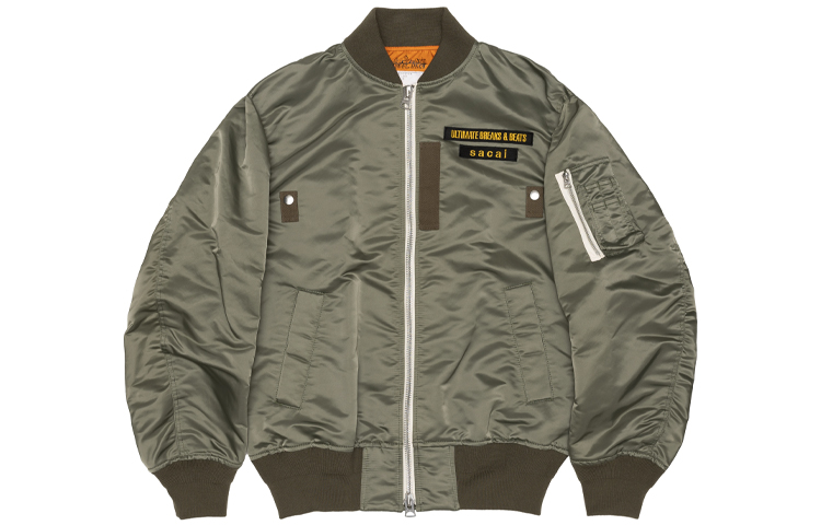 Sacai Ultimate Breaks & Beats MA-1 Oversized Jacket Unisex Green 21-0318S-KHAKI