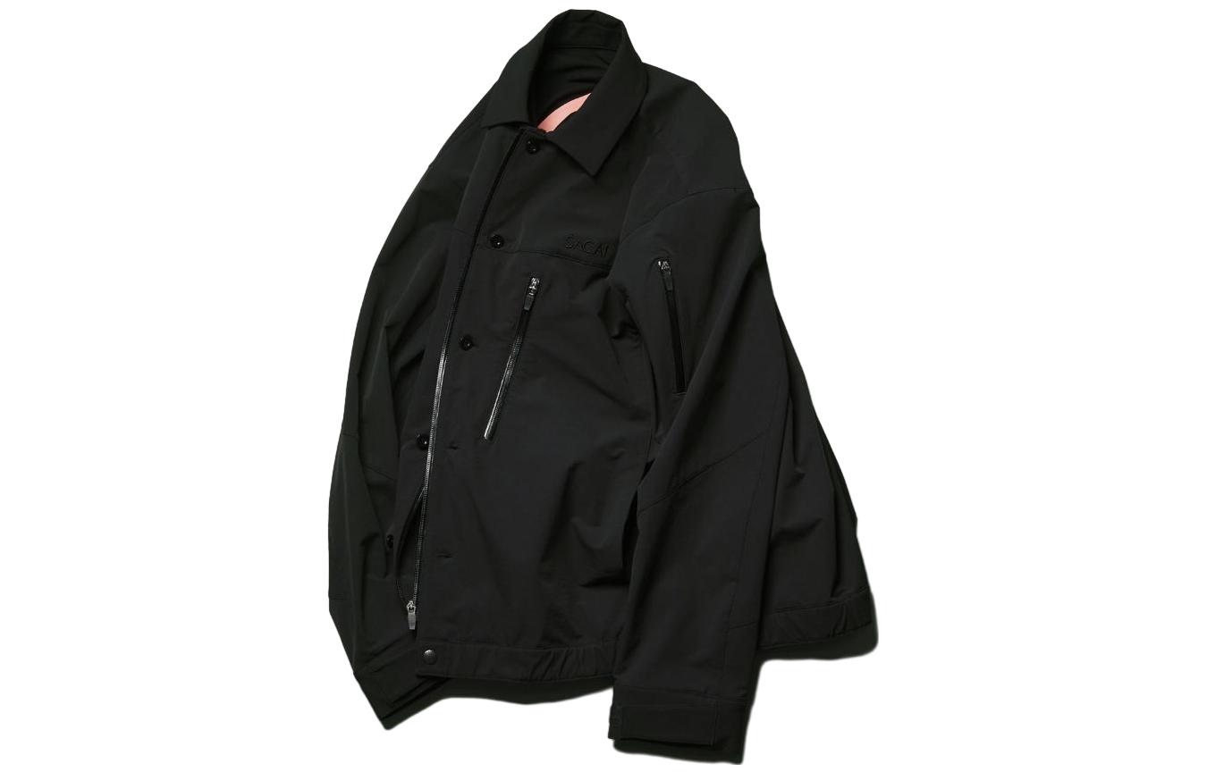 Sacai Zip-Up Oversized Shirt Jacket Black 23-03251M-001
