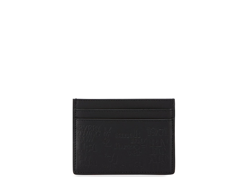 Saint Laurent 1971 Typography Card Case Embossed Calfskin Black
