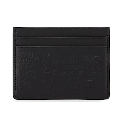 Saint Laurent 1971 Typography Card Case Embossed Calfskin Black
