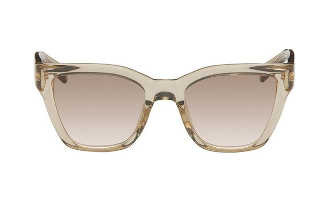 Saint Laurent  Beige Square Acetate Sunglasses with Logo Print Temples SL641