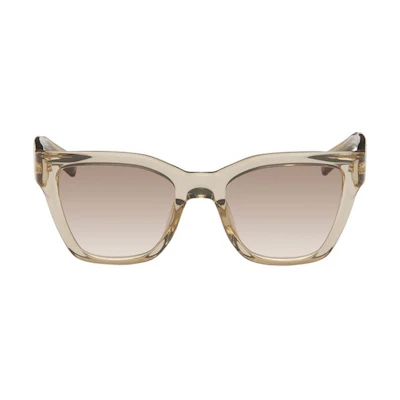 Saint Laurent Beige Square Acetate Sunglasses with Logo Print Temples SL641