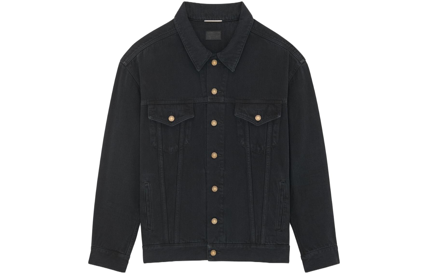 Order SAINT LAURENT 黑色休閒寬鬆牛仔外套 單色設計 730958Y16PD1289