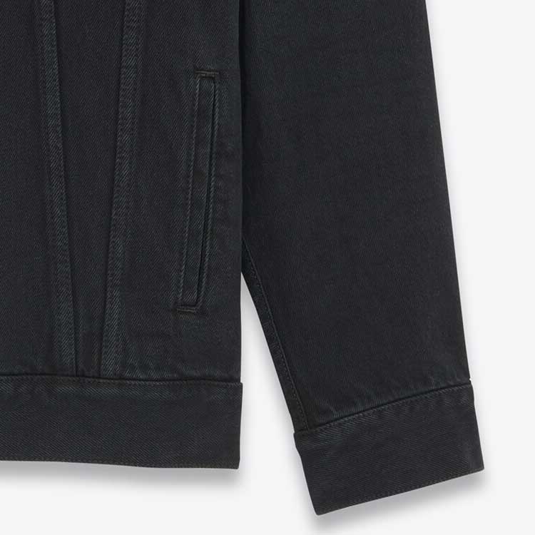 Shop SAINT LAURENT 黑色休閒寬鬆牛仔外套 單色設計 730958Y16PD1289