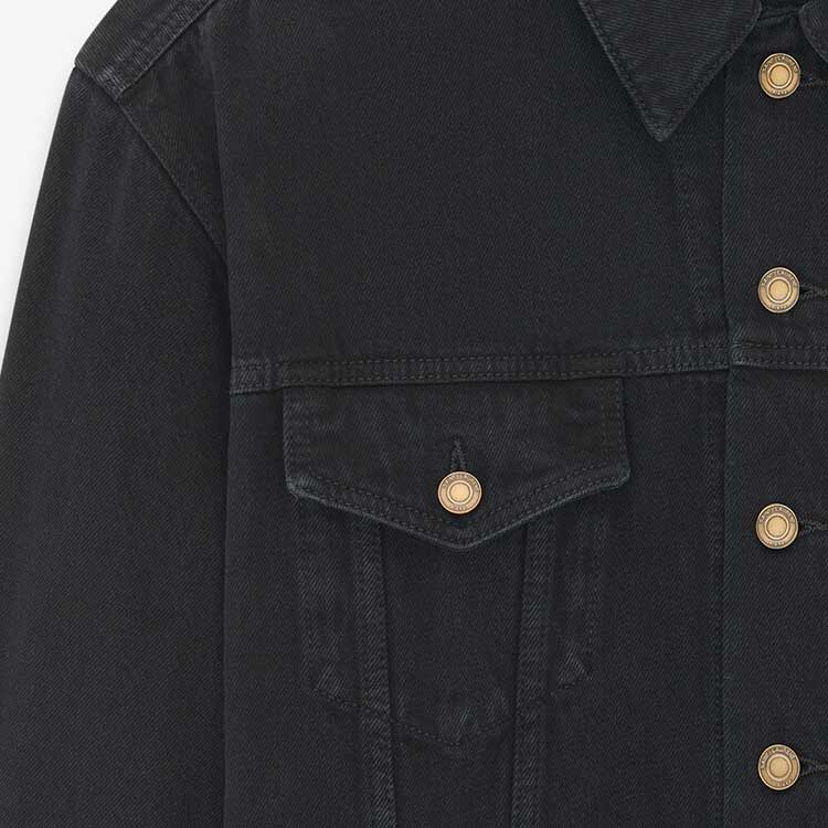 Details for SAINT LAURENT 黑色休閒寬鬆牛仔外套 單色設計 730958Y16PD1289
