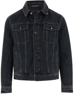 SAINT LAURENT Black Denim Jacket with Point Collar and Button Closure. 695177Y07TE3962 Buy SAINT LAURENT Black Denim Jacket with Point Collar and Button Closure. 695177Y07TE3962