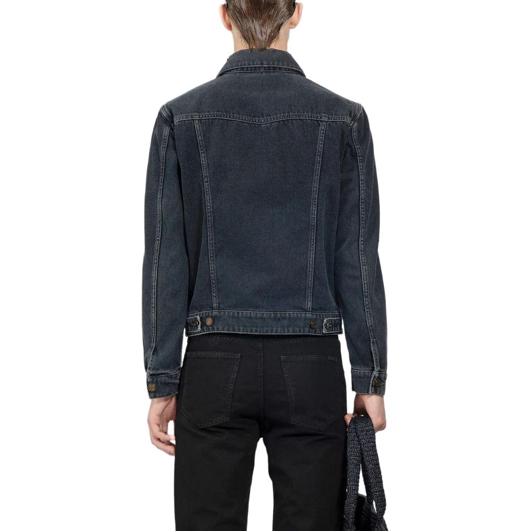 Details for サンローラン ブラックデニムジャケット ポイントカラー ボタン留め仕様 695177Y07TE3962