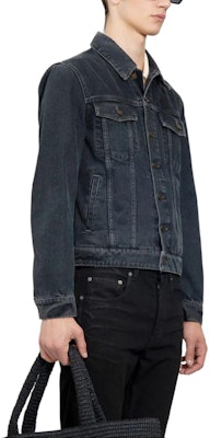 SAINT LAURENT Black Denim Jacket with Point Collar and Button Closure. 695177Y07TE3962 Sizing SAINT LAURENT Black Denim Jacket with Point Collar and Button Closure. 695177Y07TE3962