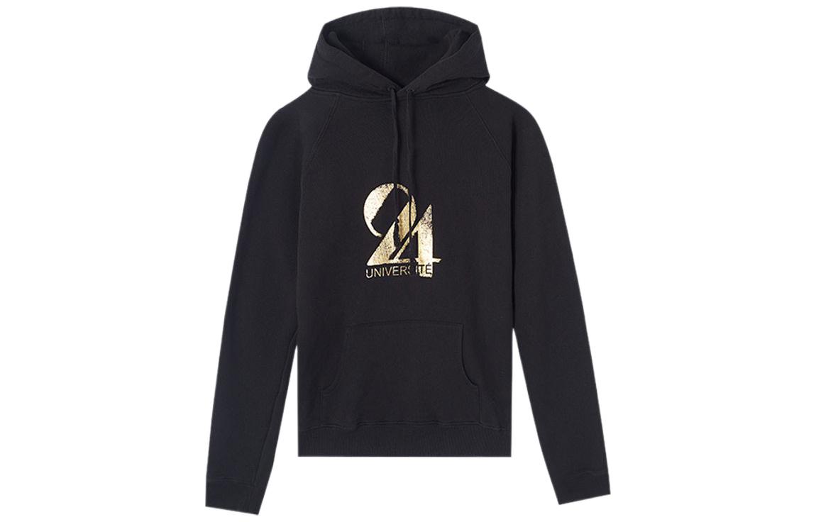 SAINT LAURENT  Black Digital Logo Print Hoodie 557924YBEA21039