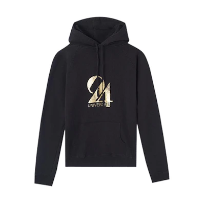 SAINT LAURENT Black Digital Logo Print Hoodie 557924YBEA21039